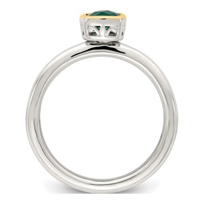 Sterling Silver & 14K Gold Lab-Created Emerald Ring – view 3