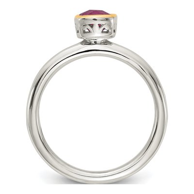 Sterling Silver & 14K Gold Rhodolite Garnet Ring – view 3