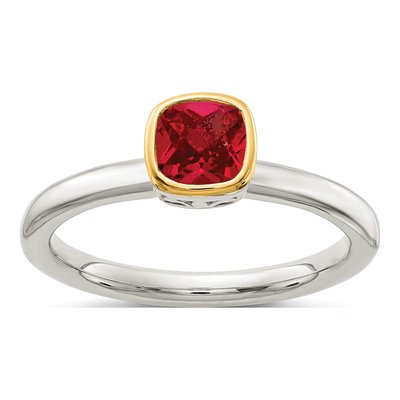 Sterling Silver & 14K Gold Lab-Created Ruby Ring