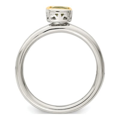 Sterling Silver & 14K Gold Peridot Cushion Ring – view 3