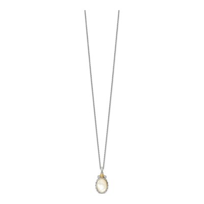 Sterling Silver & 14K Gold Mother of Pearl Necklace – view 2