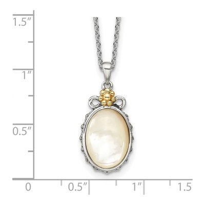 Sterling Silver & 14K Gold Mother of Pearl Necklace – view 3