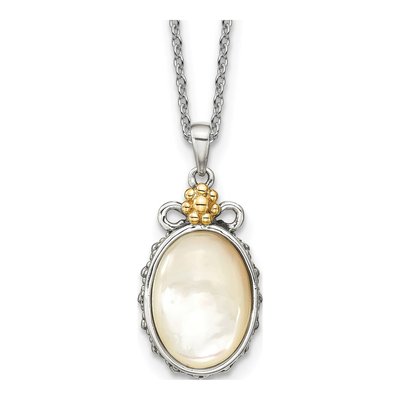 Sterling Silver & 14K Gold Mother of Pearl Necklace
