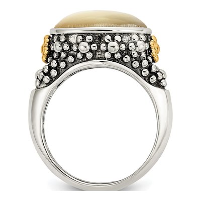 Sterling Silver & 14K Gold Mother of Pearl Ring – view 2