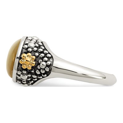 Sterling Silver & 14K Gold Mother of Pearl Ring – view 3