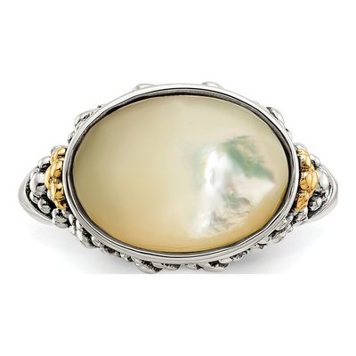 Sterling Silver & 14K Gold Mother of Pearl Ring – view 4