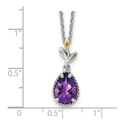 Sterling Silver & 14K Gold Amethyst Leaf Necklace – view 4