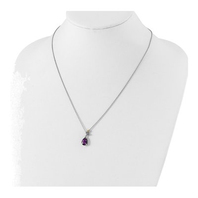 Sterling Silver & 14K Gold Amethyst Leaf Necklace – view 5