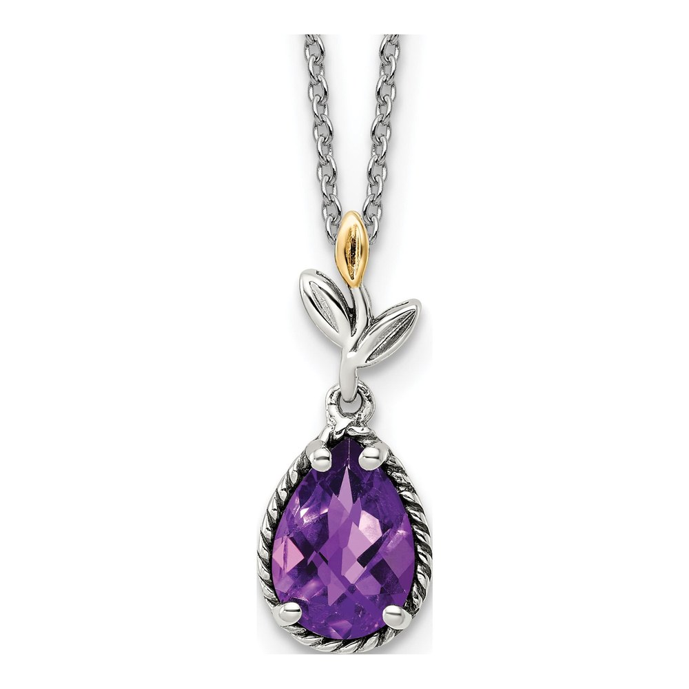 Sterling Silver & 14K Gold Amethyst Leaf Necklace