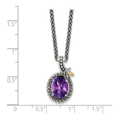 Sterling Silver & 14K Gold Amethyst Necklace – view 3