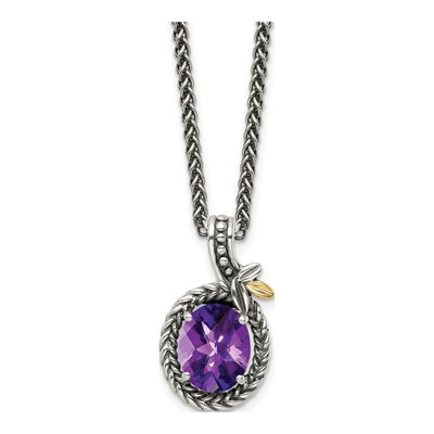 Sterling Silver & 14K Gold Amethyst Necklace