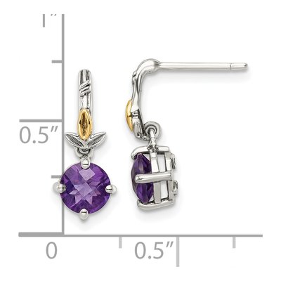 Sterling Silver & 14K Gold Amethyst Leaf Dangle Earrings – view 5