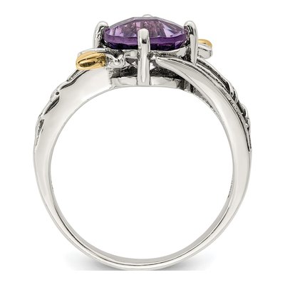 Sterling Silver & 14K Gold Amethyst Leaf Ring – view 3