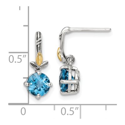 Sterling Silver & 14K Gold Swiss Blue Topaz Dangle Earrings – view 5