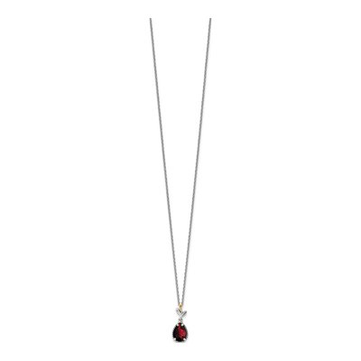 Sterling Silver & 14K Gold Garnet Leaf Pendant – view 3