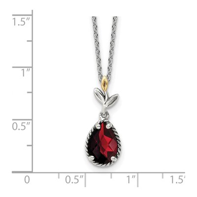 Sterling Silver & 14K Gold Garnet Leaf Pendant – view 4