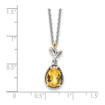 Sterling Silver & 14K Gold Citrine Leaves Pendant – view 3