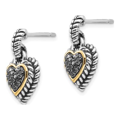 Sterling Silver & 14K Gold 0.26 ct tw Diamond Heart Dangle Earrings – view 3