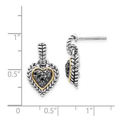 Sterling Silver & 14K Gold 0.26 ct tw Diamond Heart Dangle Earrings – view 5