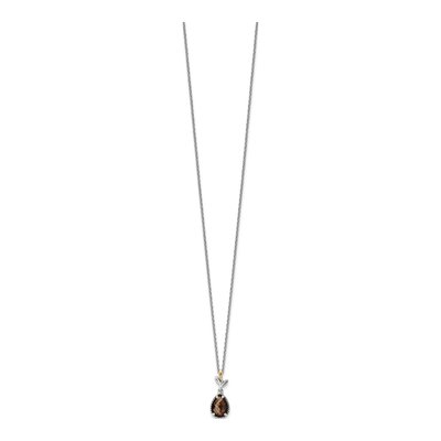 Sterling Silver & 14K Gold Smoky Quartz Leaves Necklace – view 3