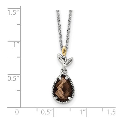 Sterling Silver & 14K Gold Smoky Quartz Leaves Necklace – view 4