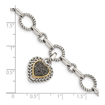 Sterling Silver & 14K Gold 9mm Heart Link Bracelet – view 3