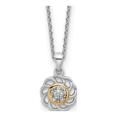 Sterling Silver & 14K Gold 1/20 ct tw Diamond Pendant Necklace