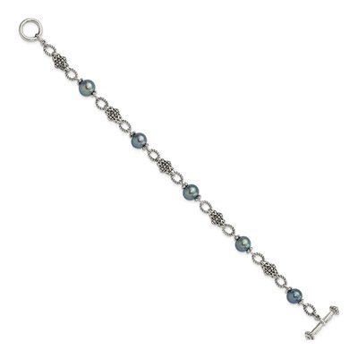 Sterling Silver Black Pearl Toggle Bracelet – view 2
