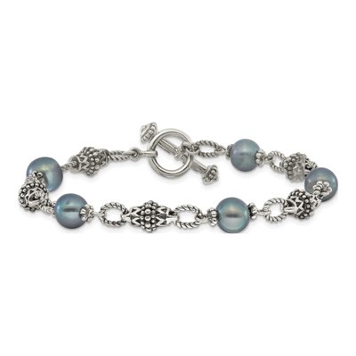 Sterling Silver Black Pearl Toggle Bracelet – view 3