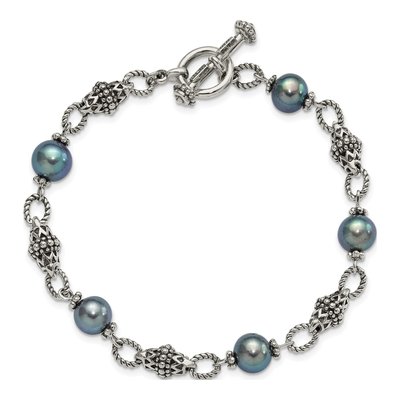Sterling Silver Black Pearl Toggle Bracelet – view 4