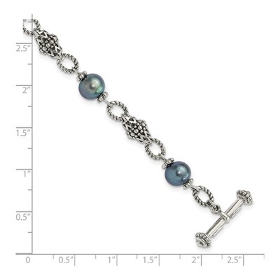 Sterling Silver Black Pearl Toggle Bracelet – view 5