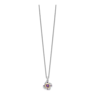 Sterling Silver & 14K Gold Amethyst Pendant Necklace – view 2