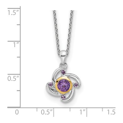 Sterling Silver & 14K Gold Amethyst Pendant Necklace – view 3