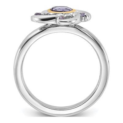Sterling Silver & 14K Gold Amethyst Ring – view 2