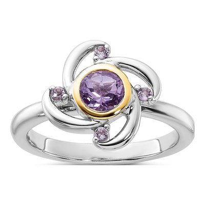 Sterling Silver & 14K Gold Amethyst Ring