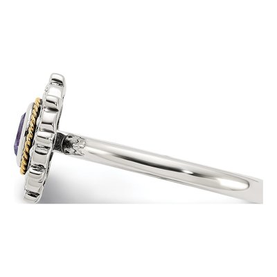 Sterling Silver & 14K Gold Amethyst Antiqued Ring – view 3