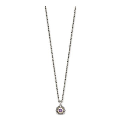 Sterling Silver & 14K Gold Amethyst Pendant Necklace – view 2