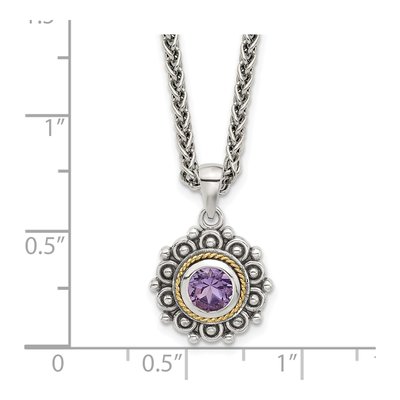 Sterling Silver & 14K Gold Amethyst Pendant Necklace – view 3