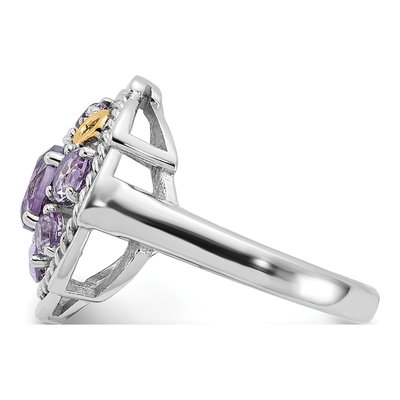 Sterling Silver & 14K Gold Amethyst & White Topaz Ring – view 4
