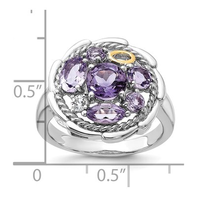 Sterling Silver & 14K Gold Amethyst & White Topaz Ring – view 5