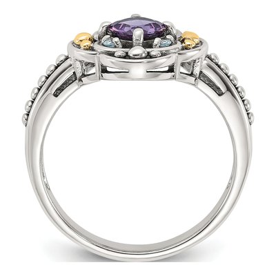 Sterling Silver & 14K Gold Amethyst & Swiss Blue Topaz Ring – view 2