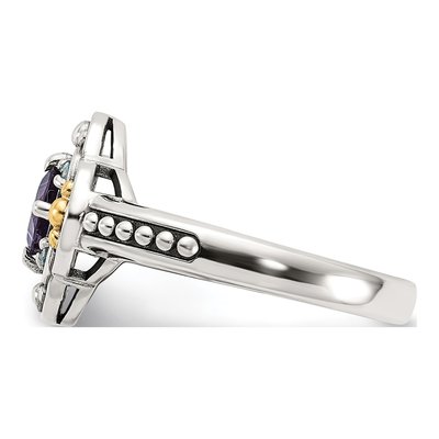 Sterling Silver & 14K Gold Amethyst & Swiss Blue Topaz Ring – view 3