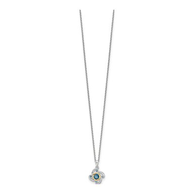 Sterling Silver & 14K Gold London Blue Topaz & Swiss Blue Topaz Pendant Necklace – view 2