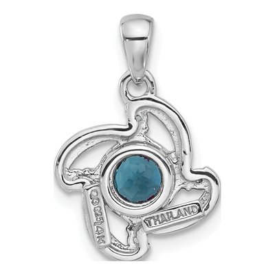 Sterling Silver & 14K Gold London Blue Topaz & Swiss Blue Topaz Pendant Necklace – view 3