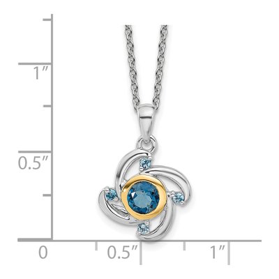 Sterling Silver & 14K Gold London Blue Topaz & Swiss Blue Topaz Pendant Necklace – view 5