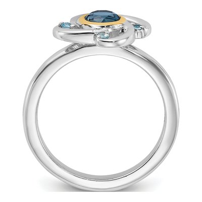 Sterling Silver & 14K Gold London Blue Topaz & Swiss Blue Topaz Ring – view 2