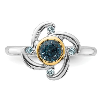 Sterling Silver & 14K Gold London Blue Topaz & Swiss Blue Topaz Ring – view 4