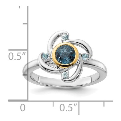 Sterling Silver & 14K Gold London Blue Topaz & Swiss Blue Topaz Ring – view 5