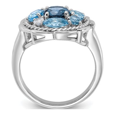 Sterling Silver & 14K Gold London Blue Topaz & Swiss Blue Topaz Statement Ring – view 2