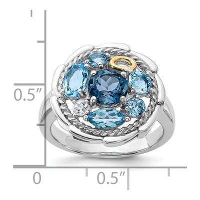 Sterling Silver & 14K Gold London Blue Topaz & Swiss Blue Topaz Statement Ring – view 5